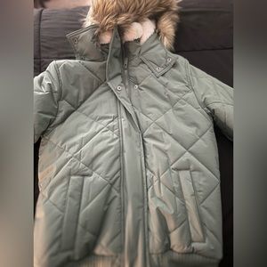 Girl’s Abercrombie & Fitch Pastel Green Fur Lined Puffer Jacket